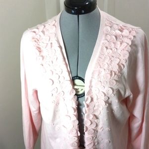 Grace, Pink Petal with Pearl Beaded  Cardigan Sweater